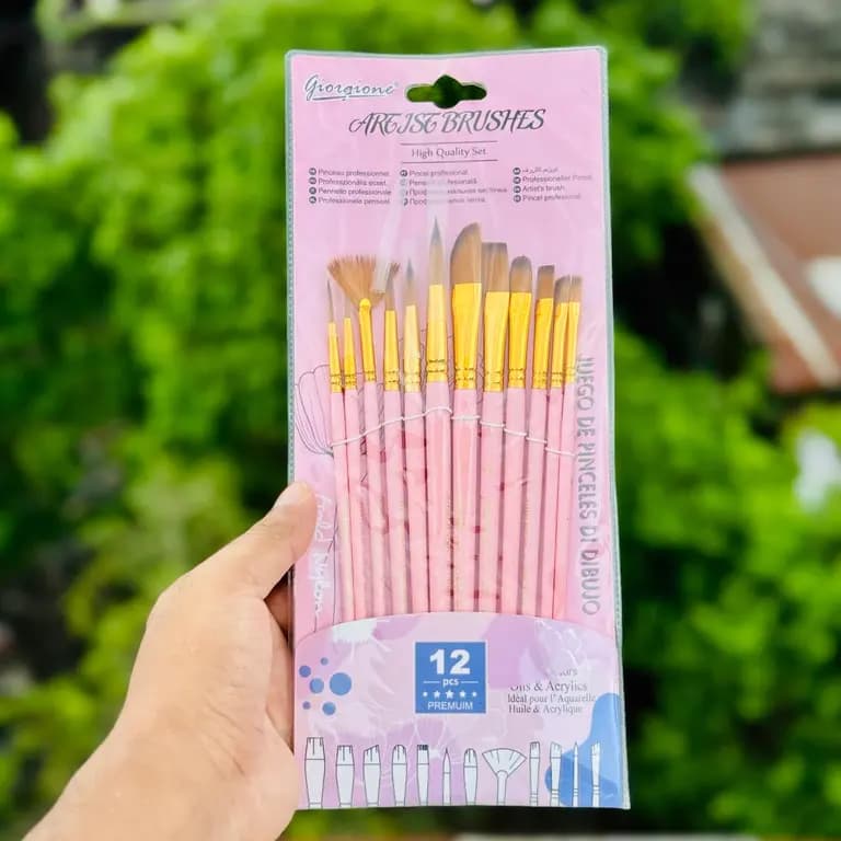 Giorgione Paintbrushes Set 12pcs (Pink) 