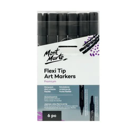 Mont Marte Flexi Tip Art Markers Grey Tones 6pc
