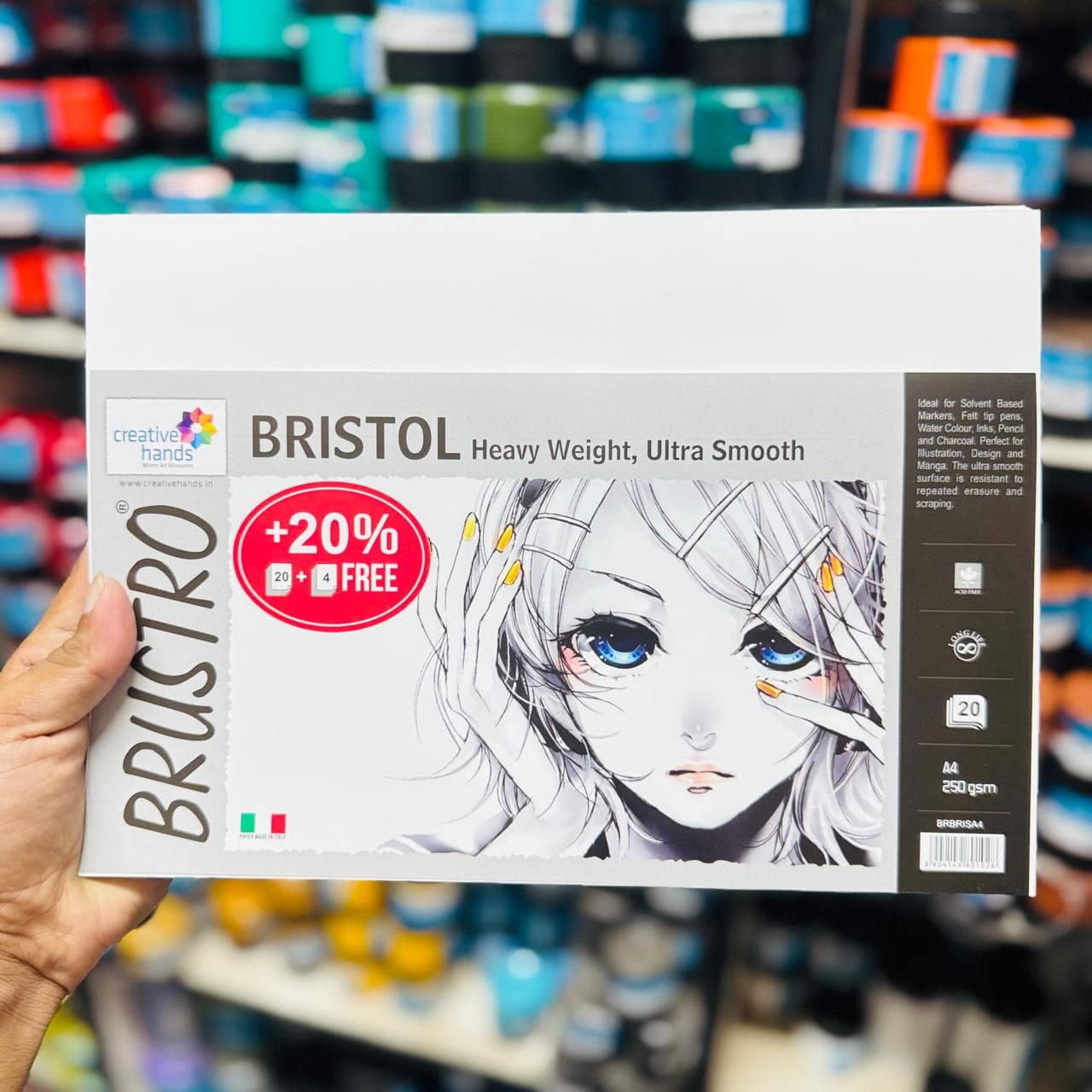  Brustro Bristol Paper Pad — A4 250gsm, Ultra Smooth, Bright White 