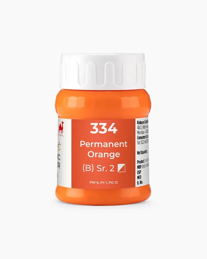 Camel Artist Acrylic Colours Individual jar of Permanent Orange Sr 2 in 500 ml