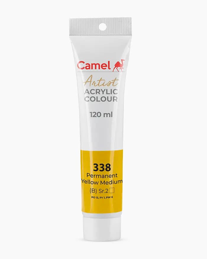 Camel Artist Acrylic Colours Individual tube of Permanent Yellow Medium Sr 2 in 120 ml