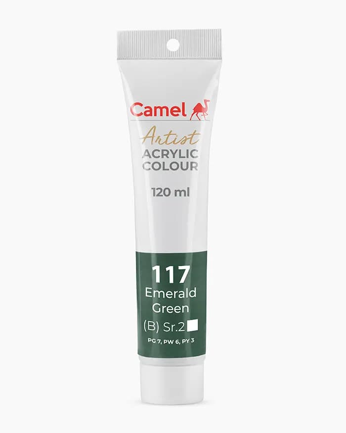 Camel Artist Acrylic Colours Individual tube of Emerald Green Sr 2 in 120 ml