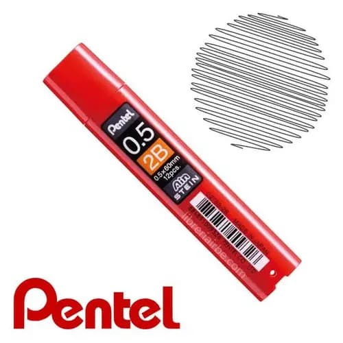 Pentel Ain Stein Pencil Lead (0.5mm) 2B 12 Pcs - C275S-2BX