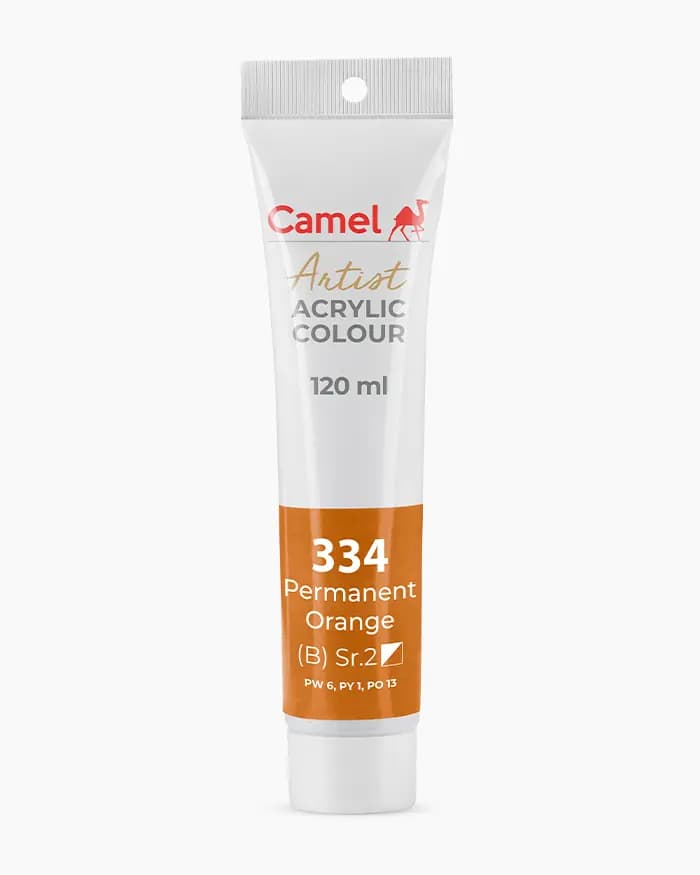 Camel Artist Acrylic Colours Individual tube of Permanent Orange Sr 2 in 120 ml
