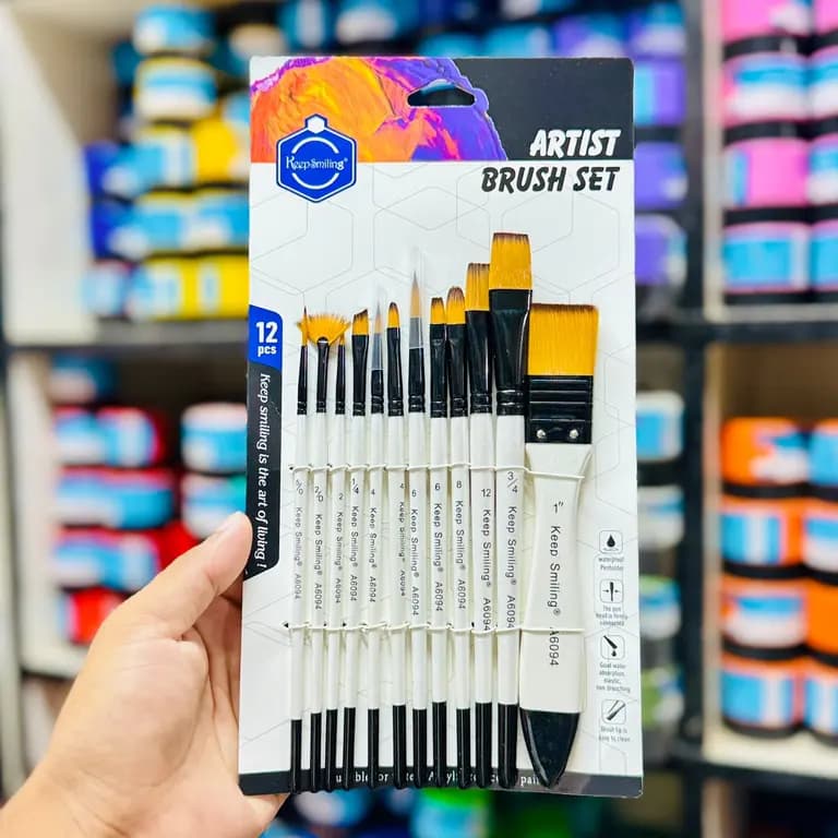 Keep smiling Artist Mix White Brush set Big 12pc