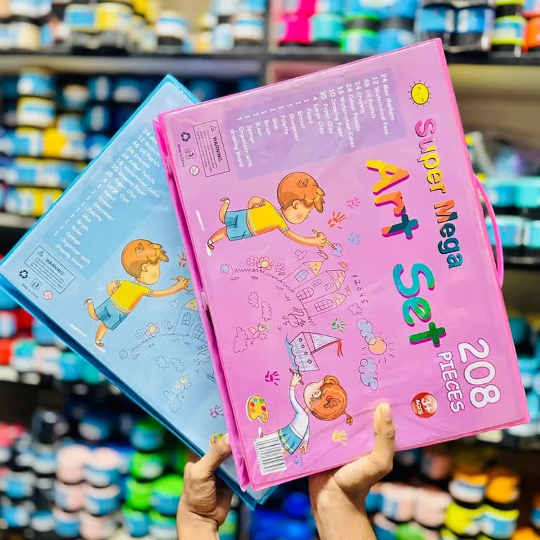 208pc Super Mega Art Set Pink & Blue Box