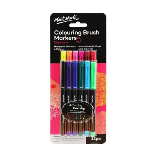Mont Marte Colouring Brush Markers 12pc